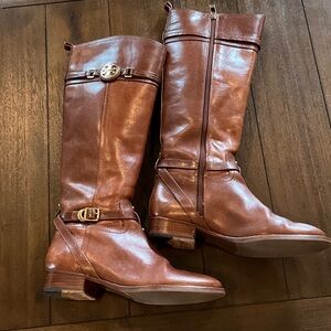 Tory Burch Tan Leather Heeled Boots